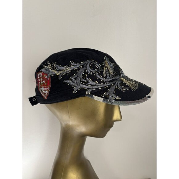 DREAM CONTROL Cadet Military Cap Style Black Embroidery Silver Gold L/XL main image 9